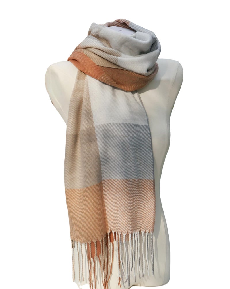 Wander Agio Women's Fashion Scarves Long Shawl Winter Thick Warm Knit Large Scarf Plaid Rough Khaki 26 - Image 4